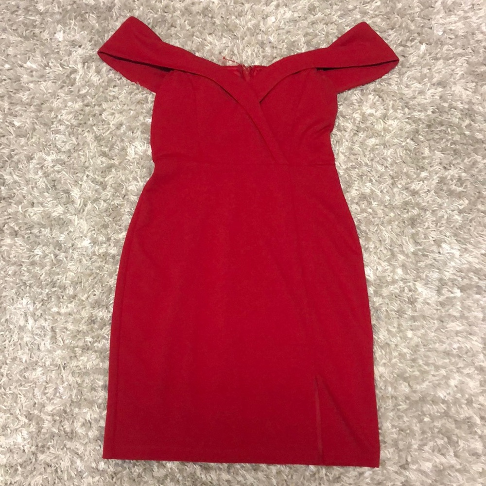 Xtra Ordinary red off the shoulder mini dress